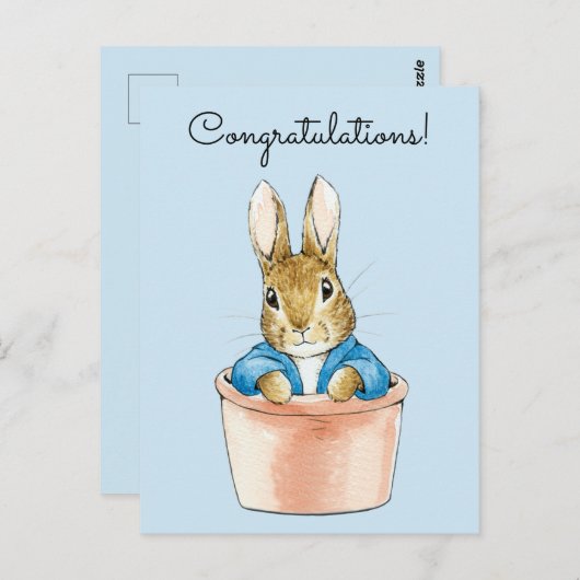 Peter das Kaninchen sitzt in einem Topf Postkarte (Vorne/Hinten)