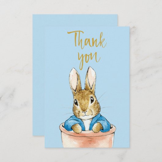 Peter das Kaninchen sitzt in Pflanze Pot Dankeskarte (Vorne/Hinten)