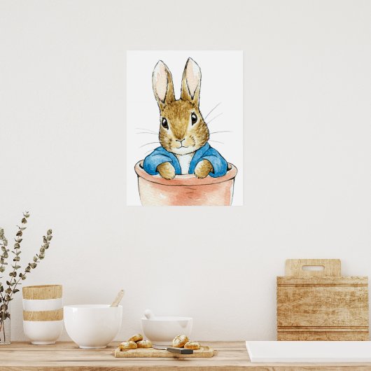 Peter das Kaninchen sitzt in Pflanze Pot Poster (Küche)