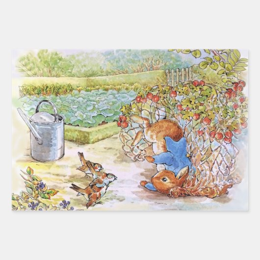Peter das Kaninchen Tumbling in Vegie Patch Geschenkpapier Set (Vorderseite 2)