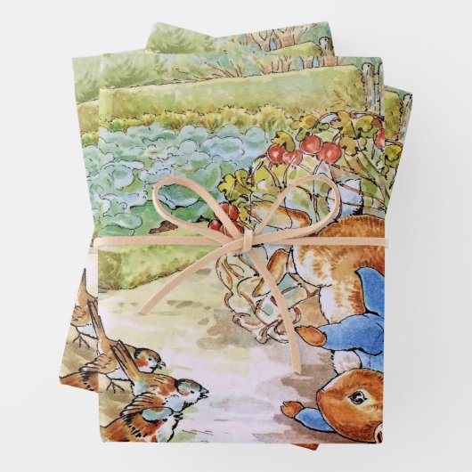 Peter das Kaninchen Tumbling in Vegie Patch Geschenkpapier Set (Beispiel)