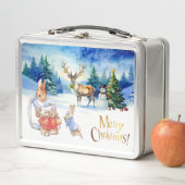 Peter das Kaninchen und ein Rentier Frohe Weihnach Metall Brotdose (Beispiel)