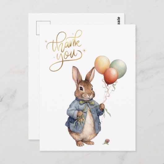 Peter das Kaninchen Vielen Dank Postkarte (Vorne/Hinten)
