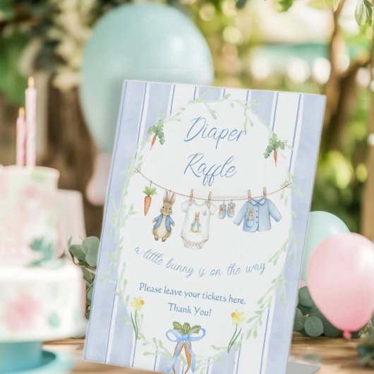 Peter, das Kaninchen-Wäscheleinen-Windeln-Zeichen Sockelschild