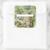 Peter das Rabbit Garden Baby Shower Buchzeichen Quadratischer Aufkleber (Tasche)