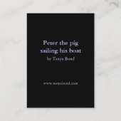 Peter das Schwein, das sein Boot segelt Visitenkarte (Rückseite)