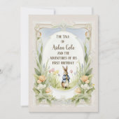 Peter das sonnige Kaninchen im Garten Einladung (Vorderseite)