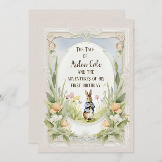 Peter das sonnige Kaninchen im Garten Einladung (Vorne/Hinten)