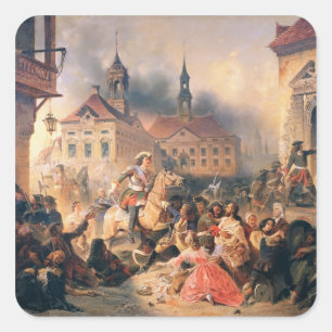 Peter der Große erobert Narva 1704, 1859 Quadratischer Aufkleber