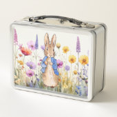 Peter der Hase mit Wildblumen Metall Brotdose (Rückseite)