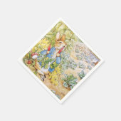 Peter der Kaninchen aisst eine Möhre Serviette (Ecke)