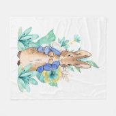 Peter der Kaninchen Aquarellfarben Blume Fleecedecke (Vorderseite (Horizontal))