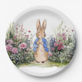 Peter der Kaninchen Aquarellgarten Pappteller