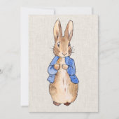 Peter der Kaninchen Beige Linen Hintergrund Einlad Einladung (Vorderseite)