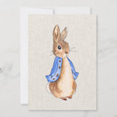 Peter der Kaninchen Beige Linen Hintergrund Einlad Einladung (Vorderseite)