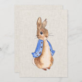 Peter der Kaninchen Beige Linen Hintergrund Einlad Einladung (Vorne/Hinten)