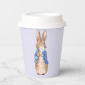 Peter der Kaninchen bläst die weiße Blase Pappbecher (Vorderseite)