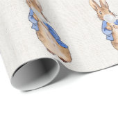 Peter der Kaninchen bläst ein weißes Kaugummi Geschenkpapier (Rolleneckpunkt)