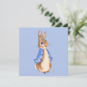 Peter der Kaninchen blauer Hintergrund Dankeskarte (Stehend Vorderseite)