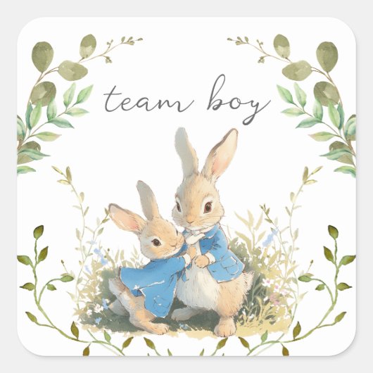 Peter der Kaninchen Botanischer Teamboy Er oder si Quadratischer Aufkleber (Vorderseite)
