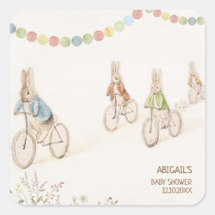 Peter der Kaninchen-Bunny-Gender-Neutral-Baby-Dusc Quadratischer Aufkleber