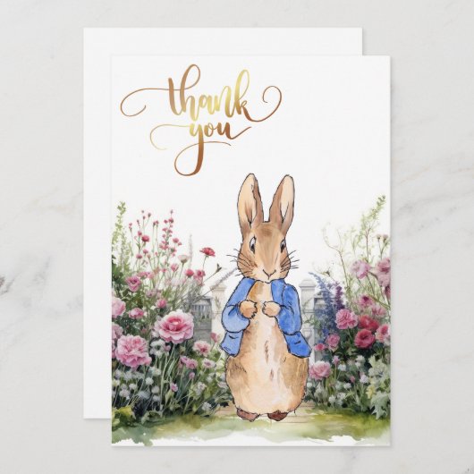Peter der Kaninchen im Blumengarten Einladung (Vorne/Hinten)