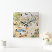 Peter der Kaninchen im Garten von Herrn Mc Gregor Quadratische Wanduhr (Zuhause)