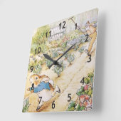 Peter der Kaninchen im Garten von Herrn Mc Gregor Quadratische Wanduhr (Winkel)