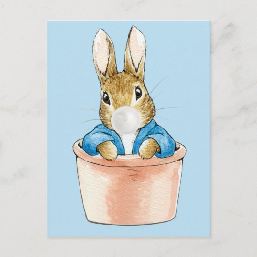 Peter der Kaninchen in Pot White Bubble Kaugummi Postkarte (Vorderseite)