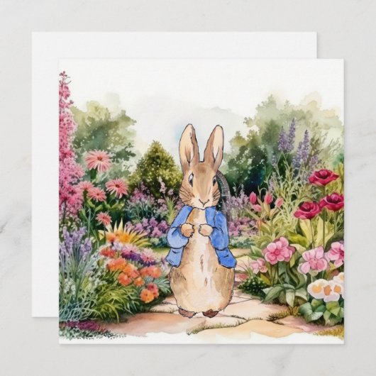 Peter der Kaninchen in seinem Garten Einladung (Vorne/Hinten)