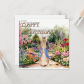 Peter der Kaninchen in seinem Garten Happy Birthda Karte (Vorderseite/Rückseite Beispiel)