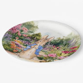 Peter der Kaninchen in seinem Garten Pappteller (Schrägansicht)