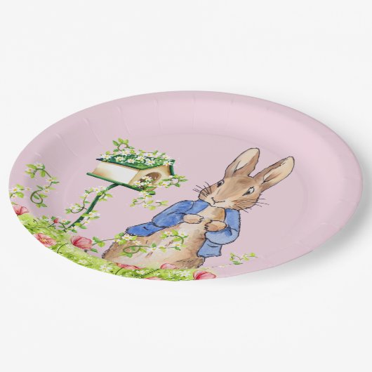 Peter der Kaninchen in seinem Garten Pappteller (Schrägansicht)