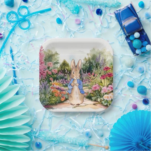 Peter der Kaninchen in seinem Garten Pappteller (Party)