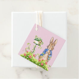 Peter der Kaninchen in seinem Garten rosa Geschenkanhänger