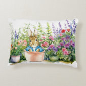 Peter der Kaninchen in Topin Pflanze in seinem Gar Dekokissen (Rückseite)