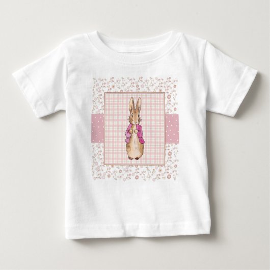 Peter der Kaninchen Karo und Blumenmuster Baby T-shirt (Vorderseite)