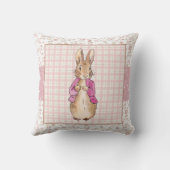 Peter der Kaninchen Karo und Blumenmuster Kissen (Rückseite)