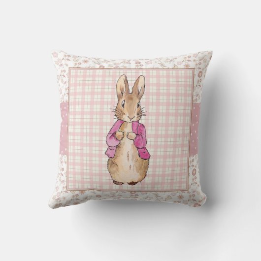 Peter der Kaninchen Karo und Blumenmuster Kissen (Rückseite)