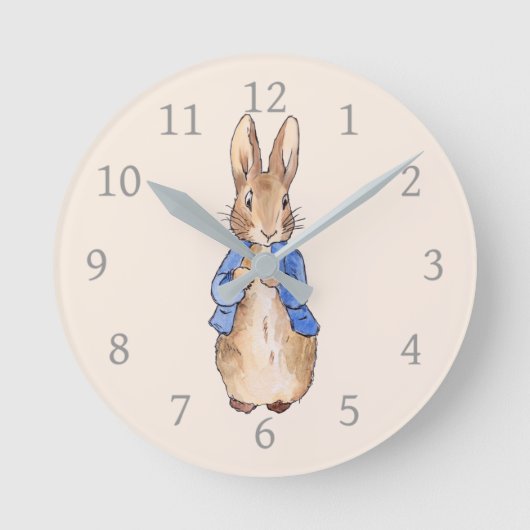 Peter der Kaninchen mit Beige Hintergrund Runde Wanduhr (Vorderseite)