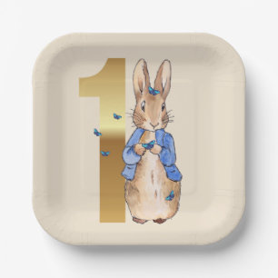Peter der Kaninchen mit blauen Schmetterlingen Pappteller