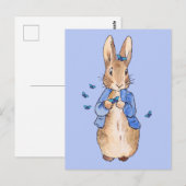 Peter der Kaninchen mit blauen Schmetterlingen Postkarte (Vorne/Hinten)