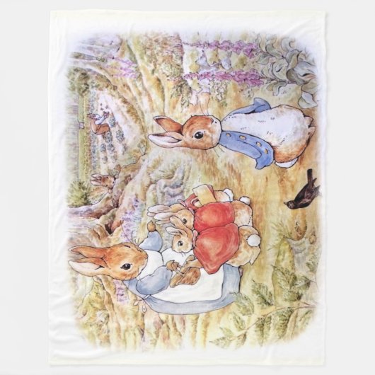 Peter der Kaninchen mit Josephine Bunny im Wald Fleecedecke (Vorderseite)