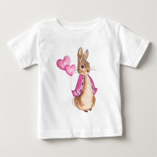 Peter der Kaninchen mit rosa Herzballons Baby T-shirt (Vorderseite)