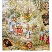 Peter der Kaninchen mit Waldkreaturen Duschvorhang (Vorderseite)