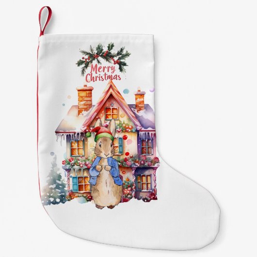 Peter der Kaninchen mit Weihnachts-Hütte Kleiner Weihnachtsstrumpf (Vorderseite)