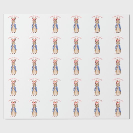 Peter der Kaninchen mit Weihnachtsmannmütze Geschenkpapier (Flach)