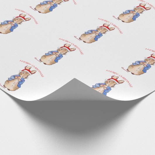 Peter der Kaninchen mit Weihnachtsmannmütze Geschenkpapier (Ecke)