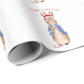 Peter der Kaninchen mit Weihnachtsmannmütze Geschenkpapier (Rolleneckpunkt)