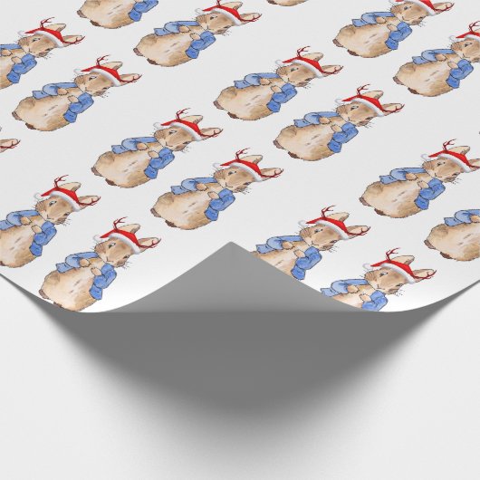 Peter der Kaninchen mit Weihnachtsmannmütze Geschenkpapier (Ecke)